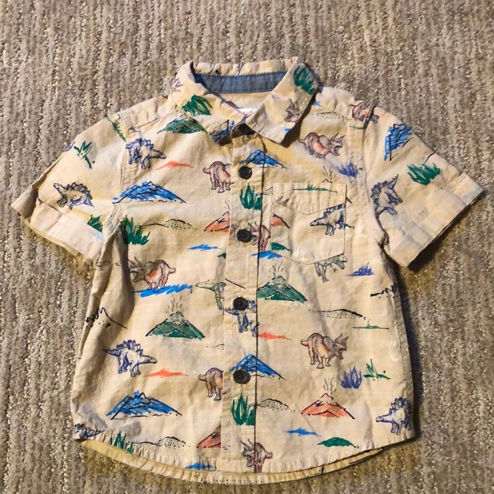 Cat & Jack 18 month Dinosaur short-sleeve Button-up shirt